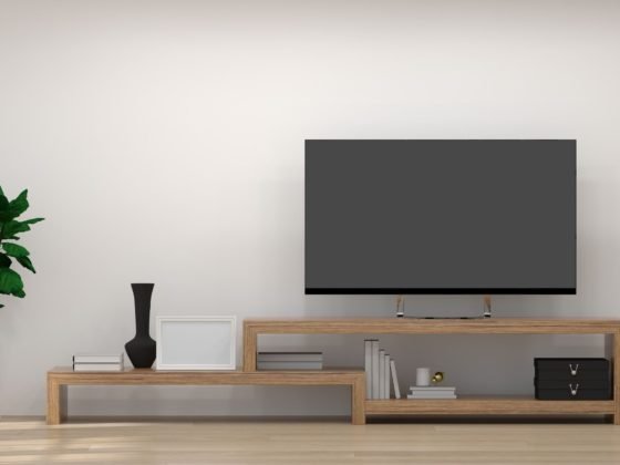 TV on cabinet in modern living room